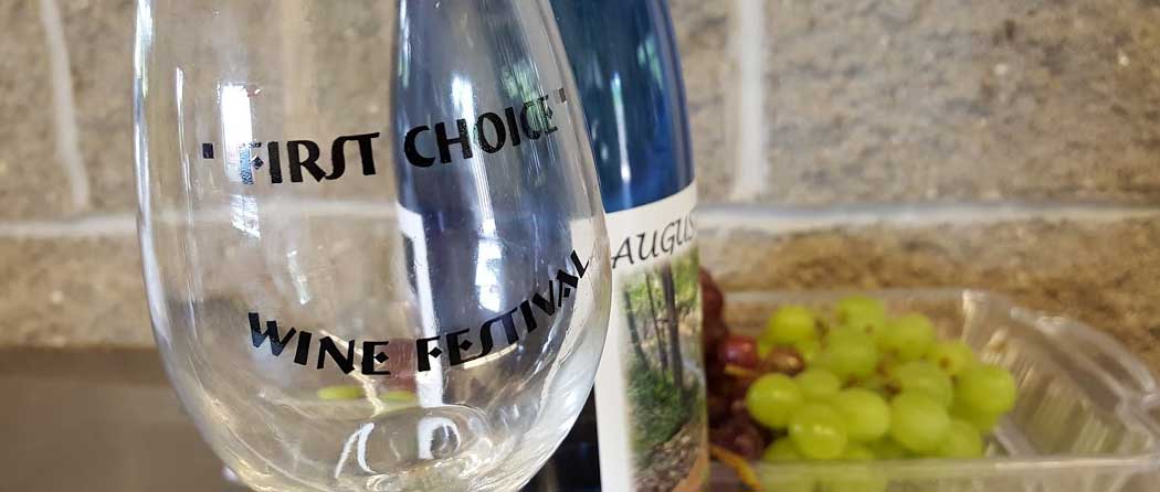 first choice wine festival glass The First Choice Wine Festival branded attendee glass